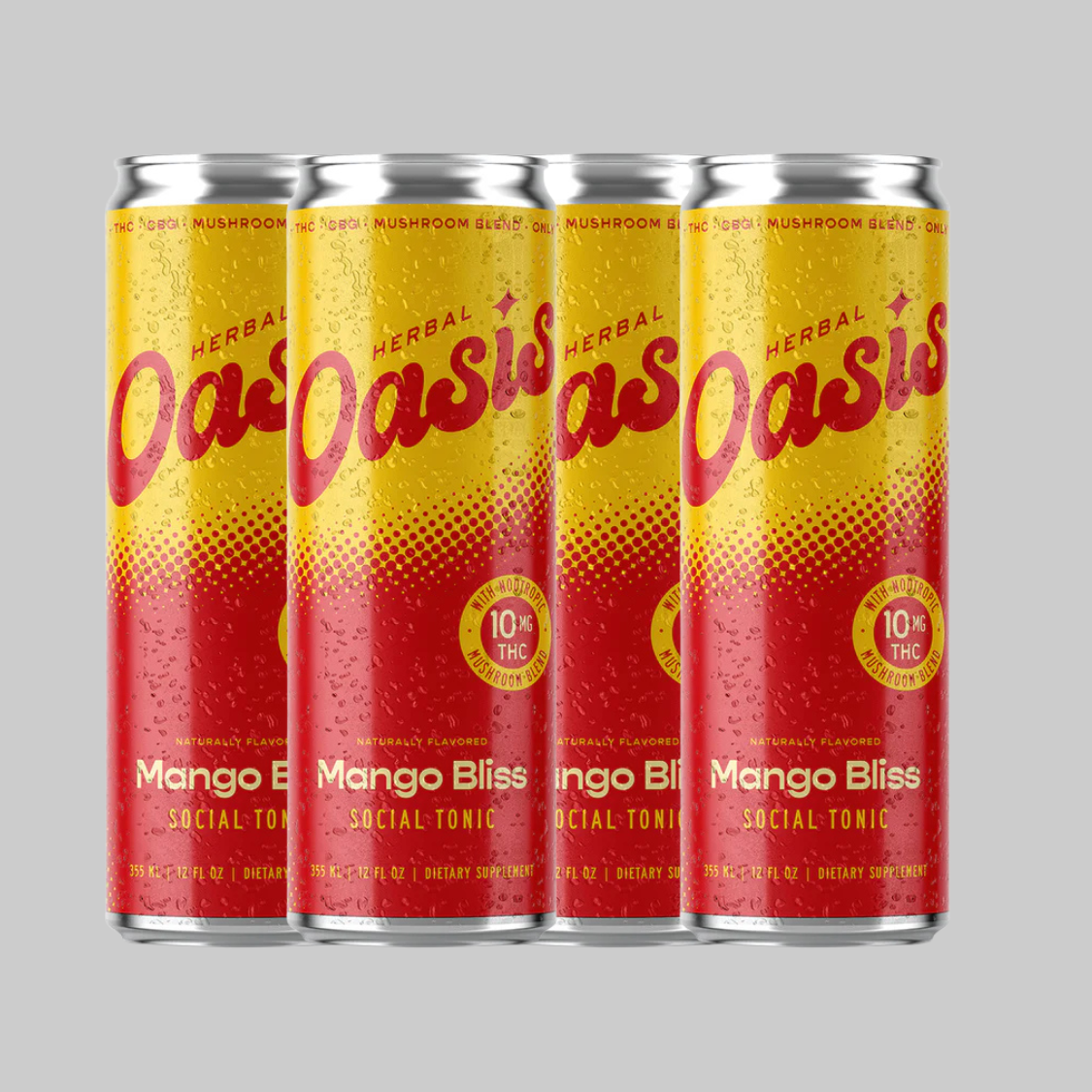 Herbal Oasis | 10mg Delta-9 THC + Mushroom Social Tonic | Mango Bliss  (12oz) | CBD Farmacy